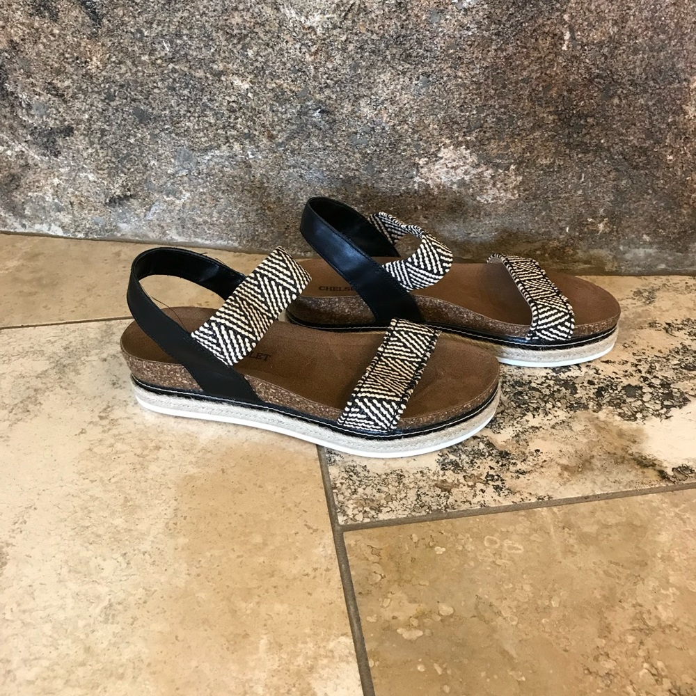 COPY - Leather and Cork Platform Espadrille Wedge Sandals